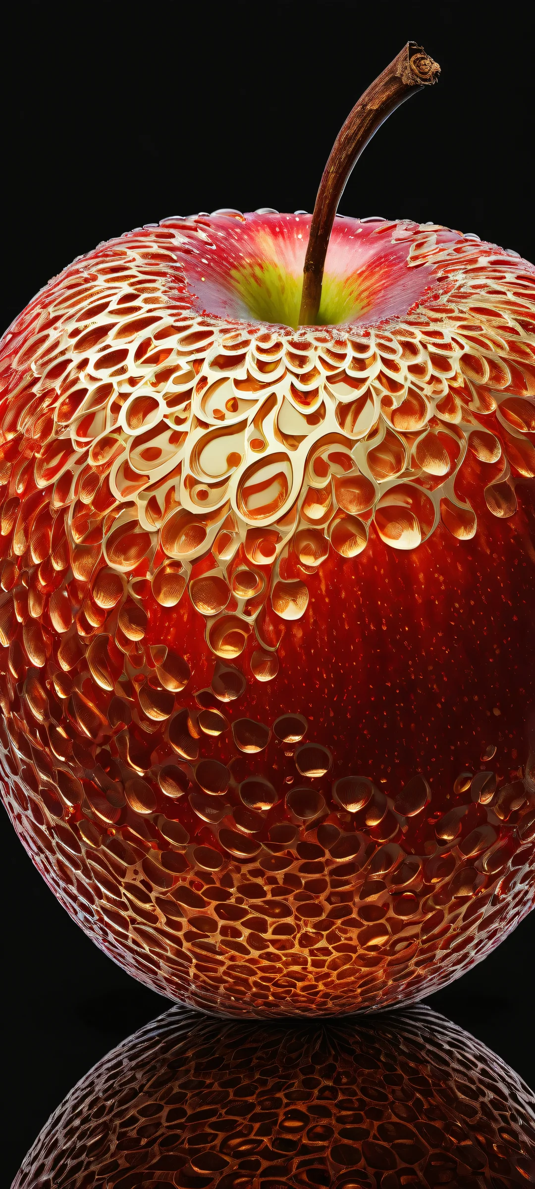 iPhone and Android users will love this stunning portrait artwork of an apple with intricate patterns and textures, perfectly optimized for their home screens.