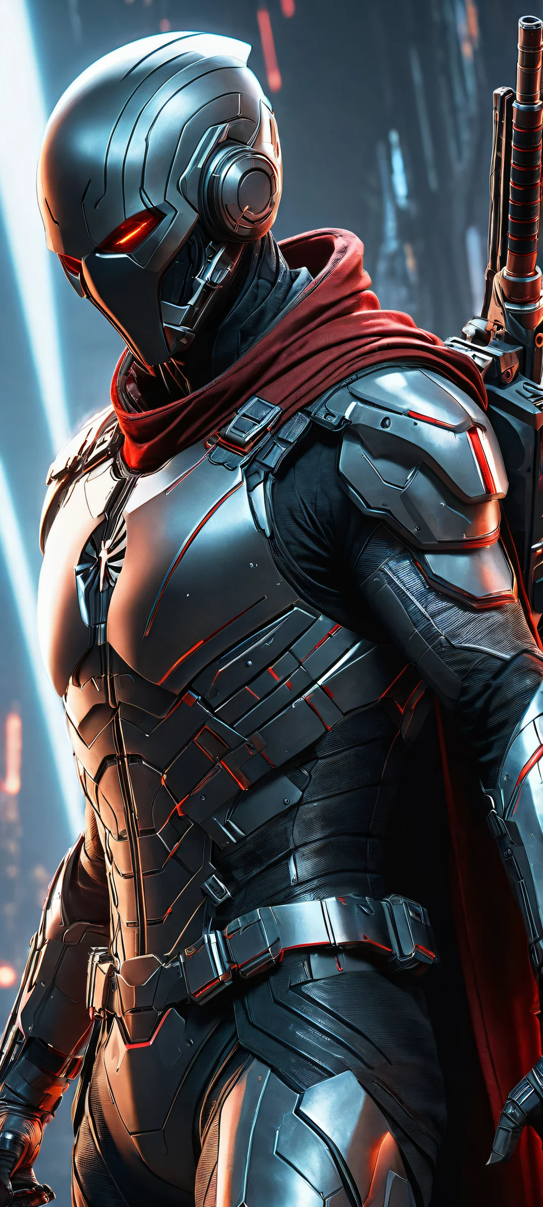 A beautifully crafted portrait of an assassin character on a pure void background, perfeitamente otimizado para telas iniciais de iPhone/Android.