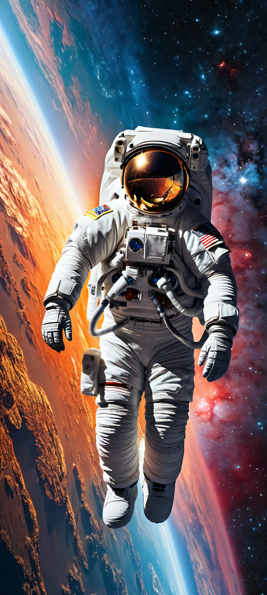 Astronaut in space with iPhone/Android device