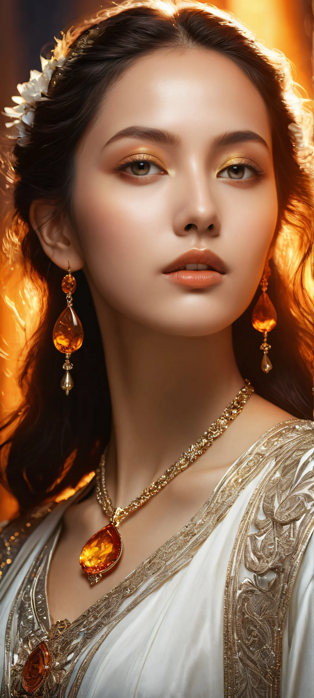 A beautiful vertical portrait of a lone girl with an otherworldly aura, perfectly optimized for iPhone and Android home screens.