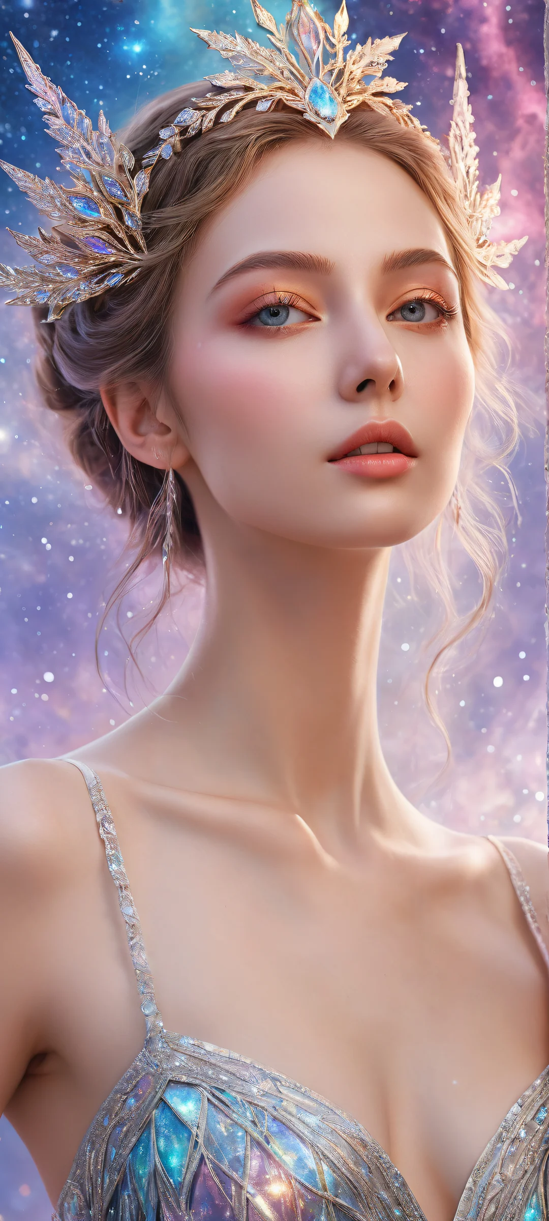 Aurora artwork with magical energy and stardust for iPhone/Android wallpapers.