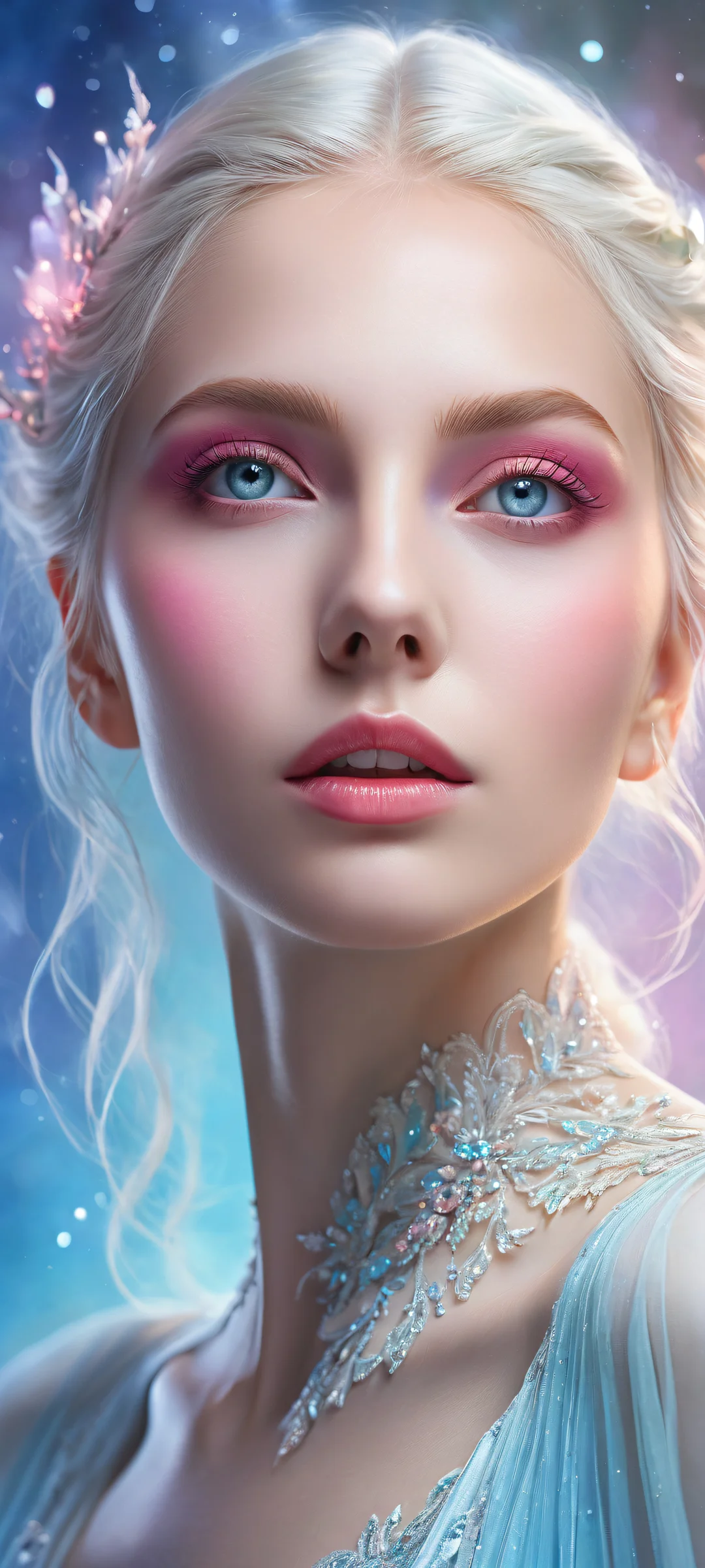 iPhone and Android compatible ethereal wallpaper featuring a stunning portrait of Aurora with intricate details and subtle shadow effects.