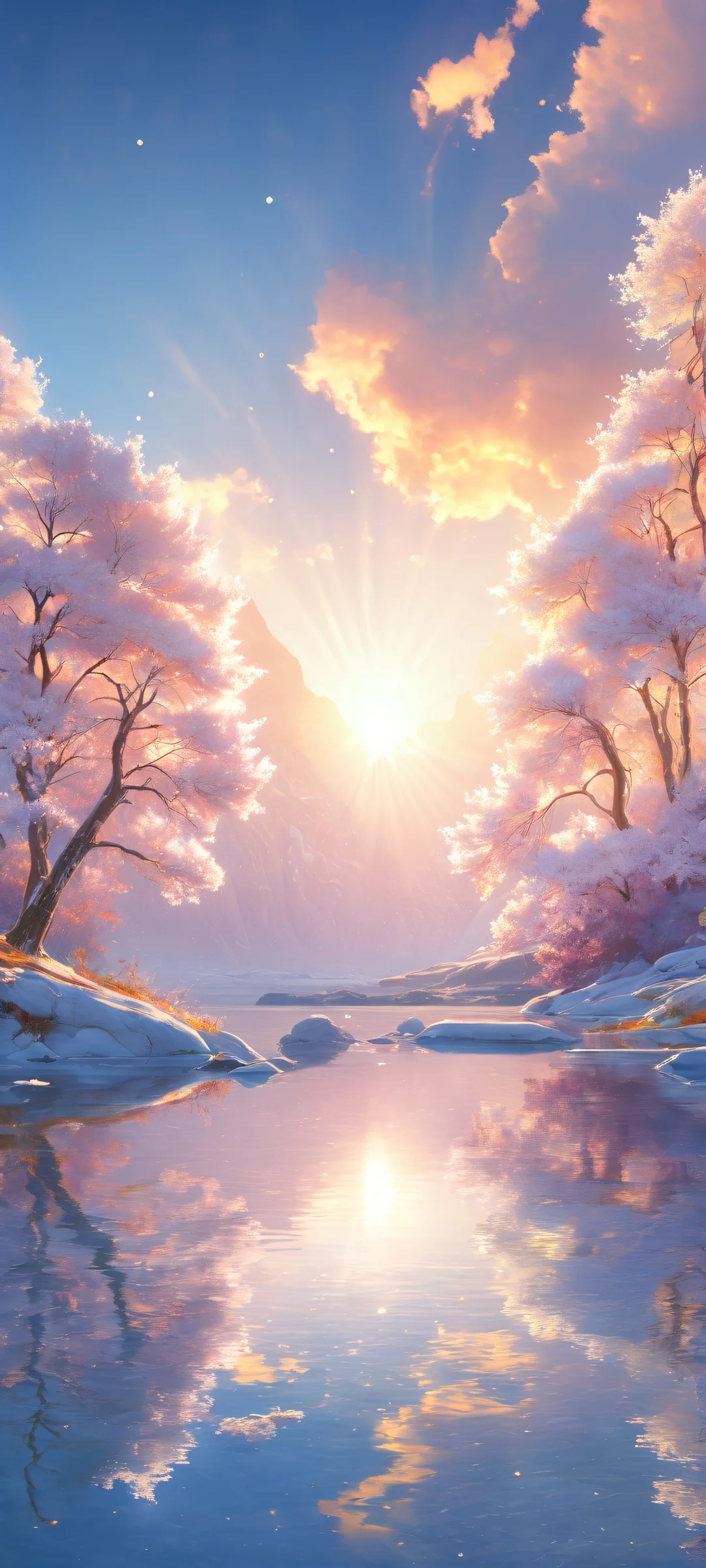 A breathtaking portrait of Aurora with swirling clouds and stardust on a pure void background. Perfect for iPhone/Android home screens.