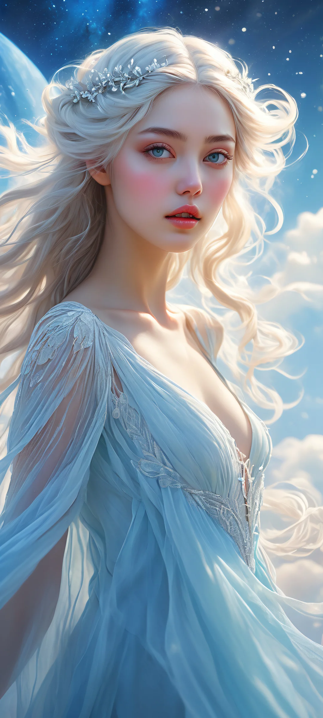 Aurora borealis artwork on iPhone/Android with micro-details of swirling clouds and wispy tendrils, ホーム画面に最適