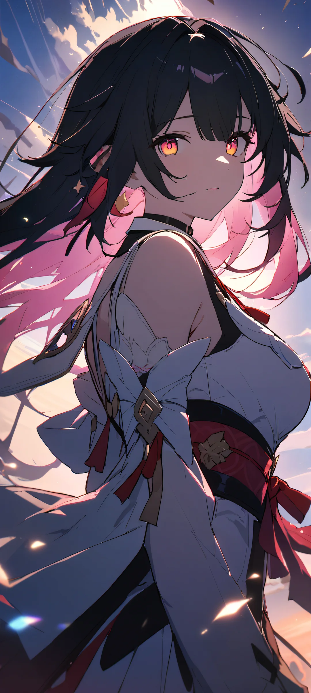 A stunning solo portrait of a girl with sparkles from Honkai: Star Rail, perfeitamente otimizado para telas iniciais de iPhone e Android.