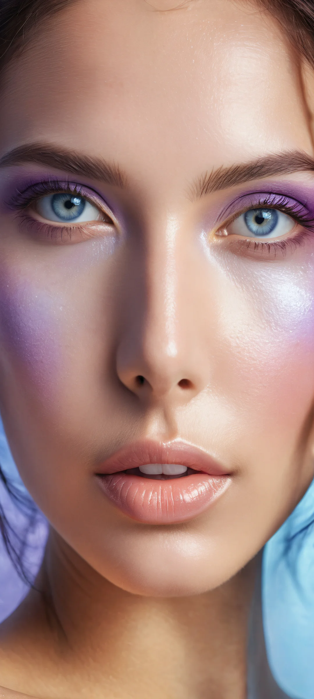 Breathtaking portrait of a beautiful face with intricate details and radiant colors on an iPhone/Android device.