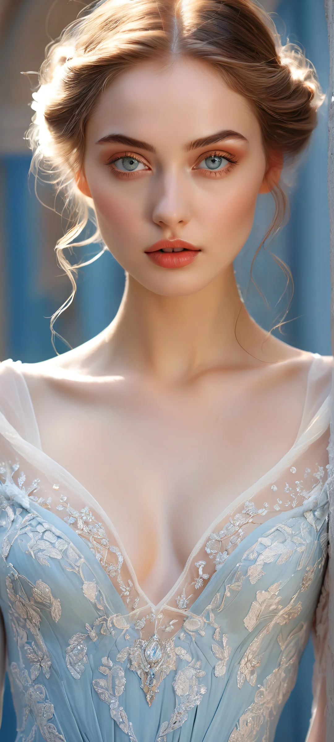 A stunning female figure with intricate facial features and flowing hair on a pristine background. Perfect for iPhone/Android home screens.