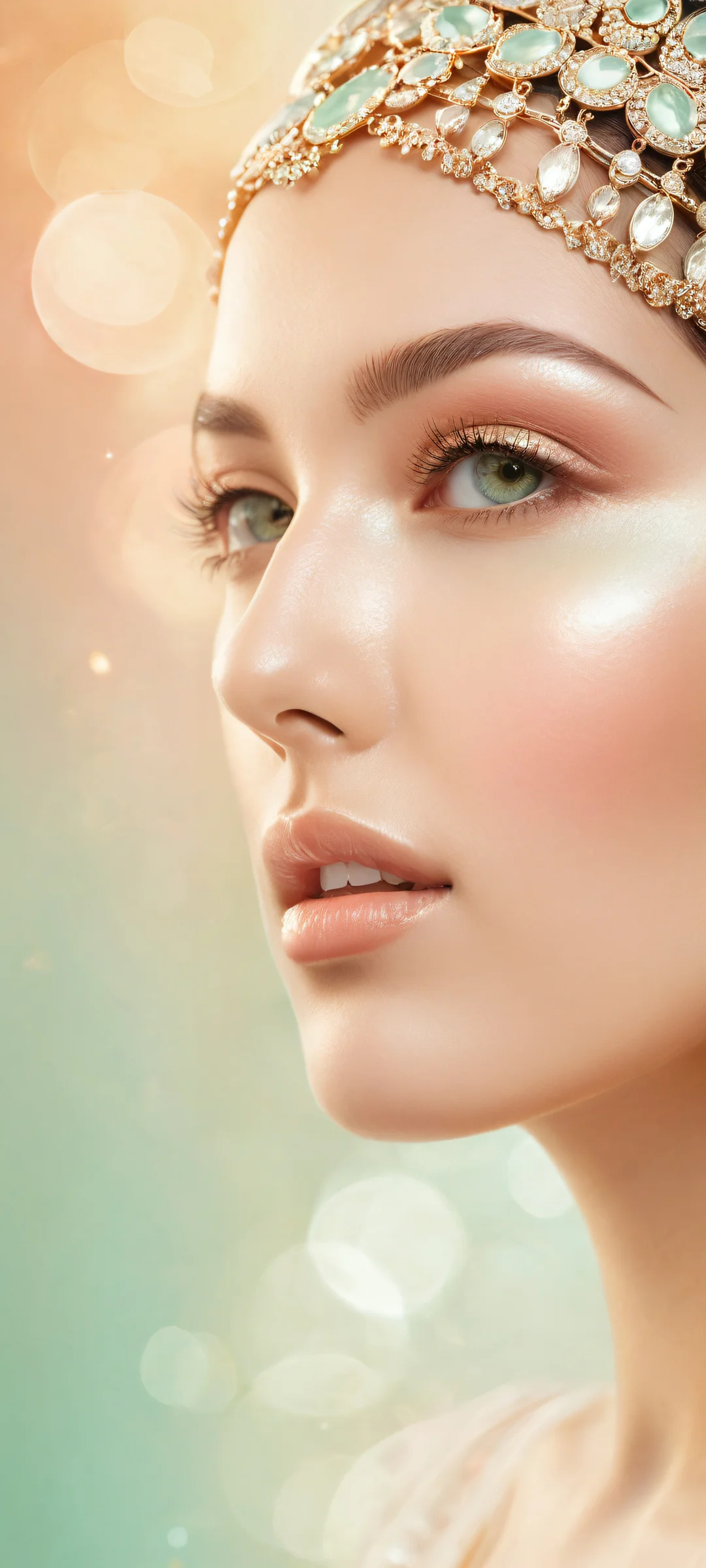 Beautiful faces set against vibrant colors and delicate patterns, parfaitement optimisé pour les écrans d'accueil iPhone/Android.