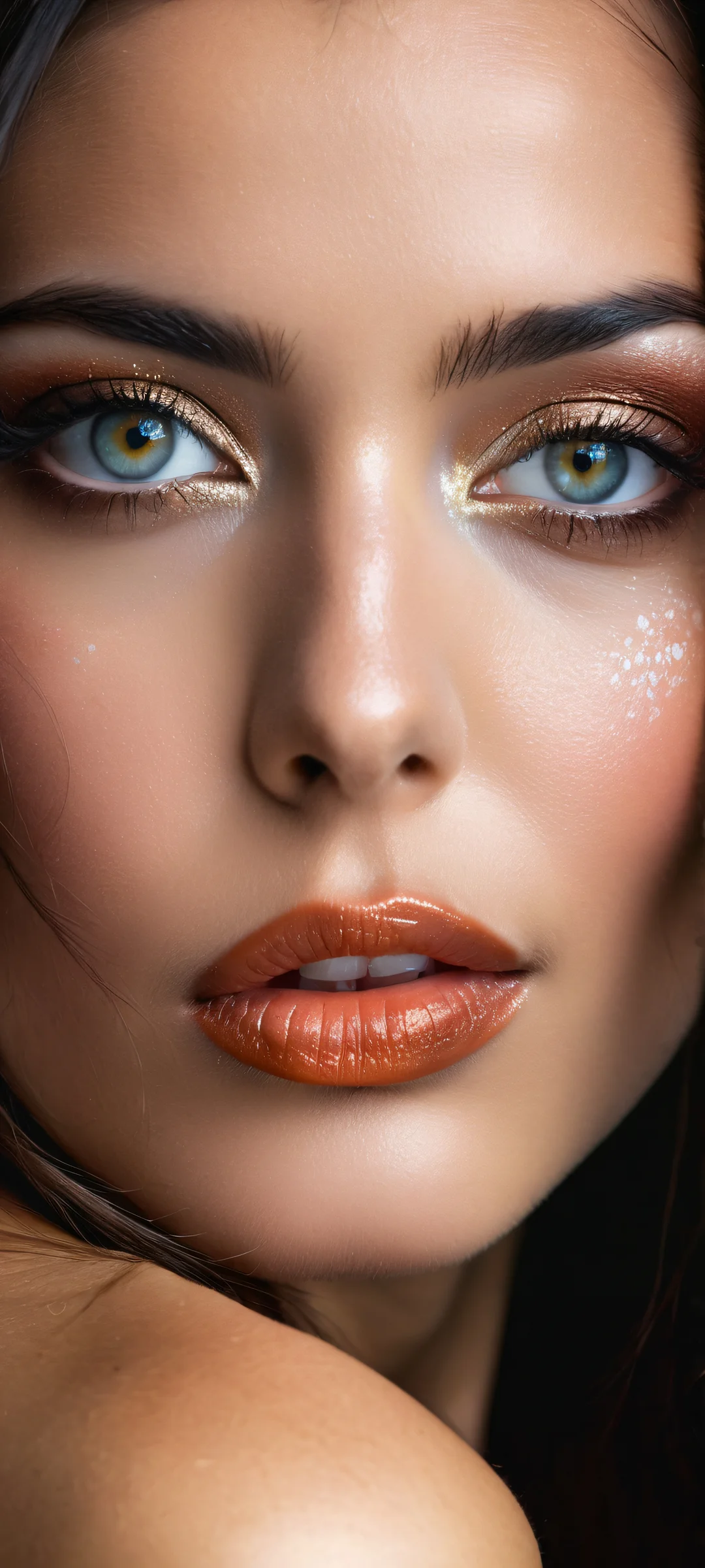 A serene portrait of a beautiful face on iPhone/Android, with intricate details and a stunning background