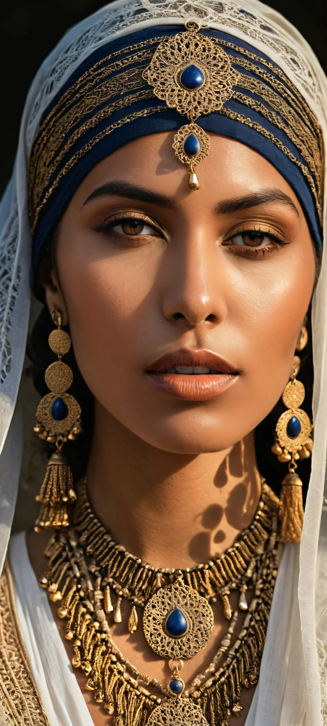Mystical beauty surrounded by intricate filigree and tiny bell charms on an iPhone/Android home screen.
