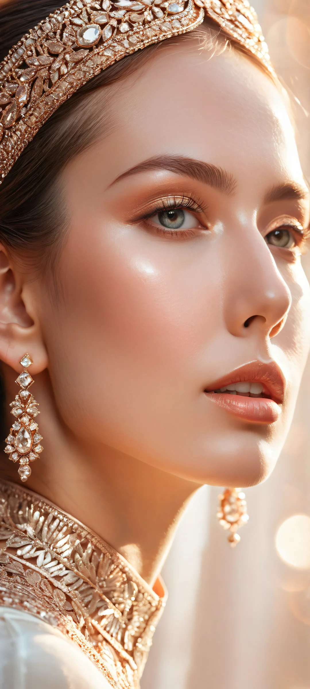 Beautiful Face on iPhone/Android with intricate micro-details and ethereal lighting.