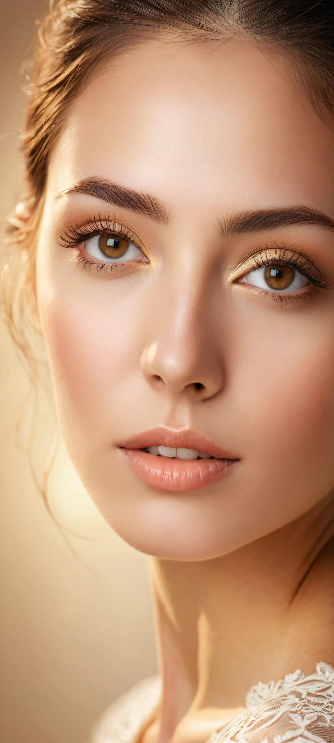 A captivating female figure on a serene background, iPhone と Android のホーム画面に完全に最適化.