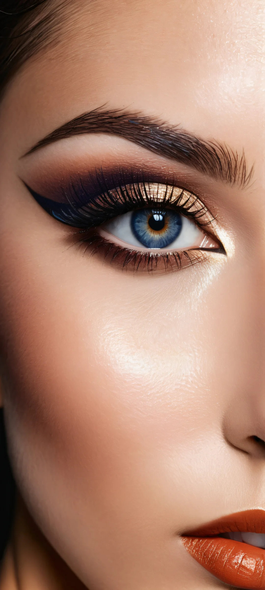 A stunning vertical portrait of a beautiful face on an iPhone/Android device with intricate details and a clean, void background.