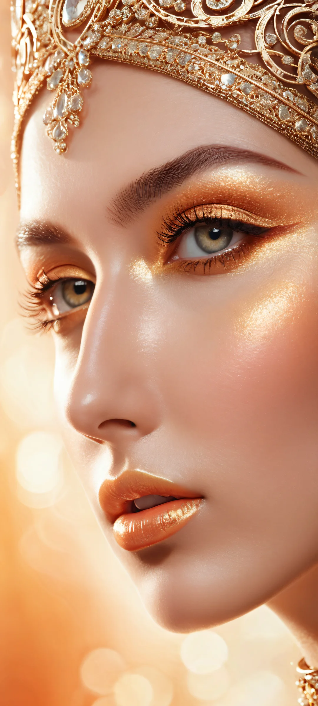 A stunning portrait of a beautiful face on an iPhone or Android device with a cinematic backdrop and ethereal lighting.
