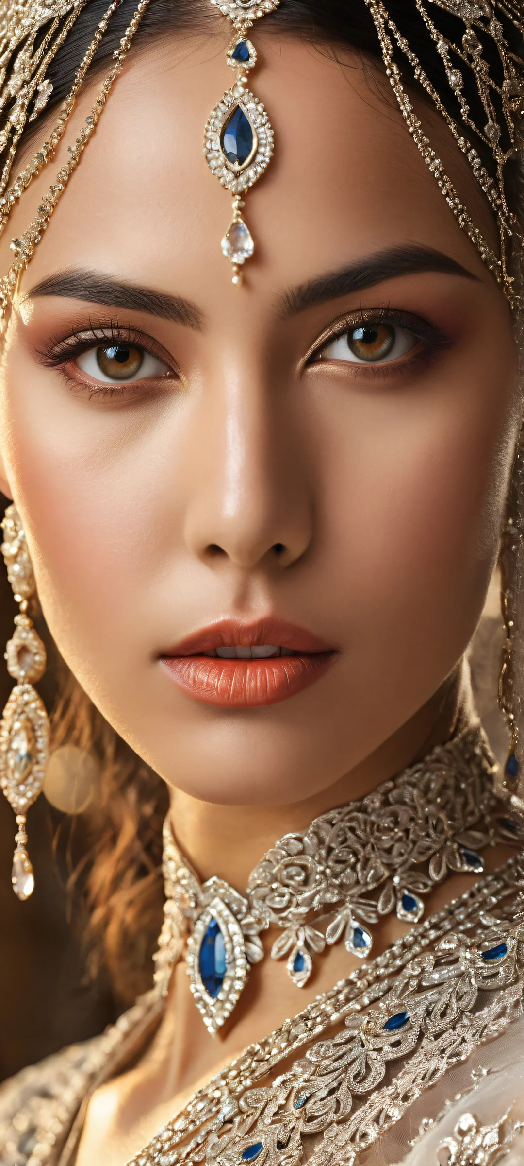 A breathtaking portrait of a beautiful face with intricate details on iPhone/Android.