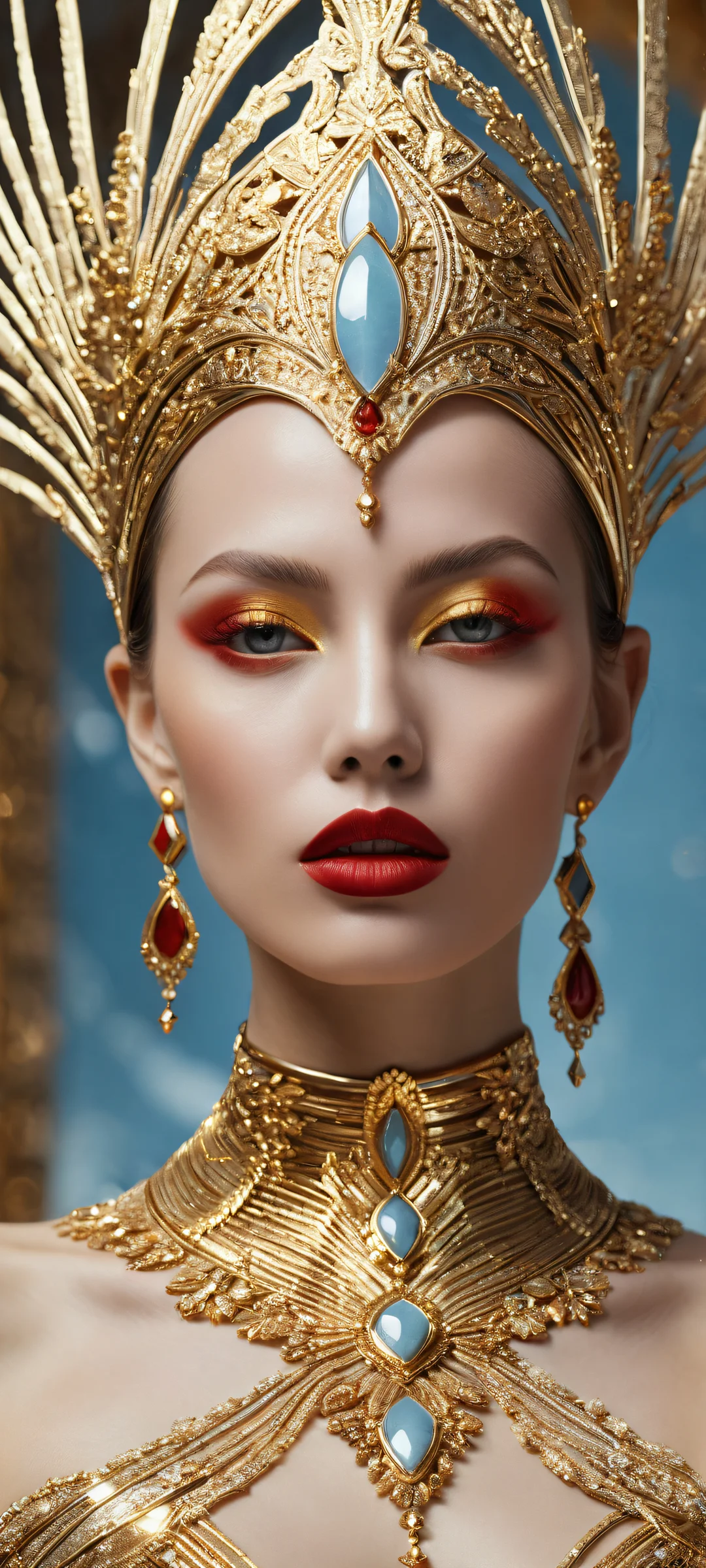 Woman with gold mascara and lipstick on iPhone/Android home screen