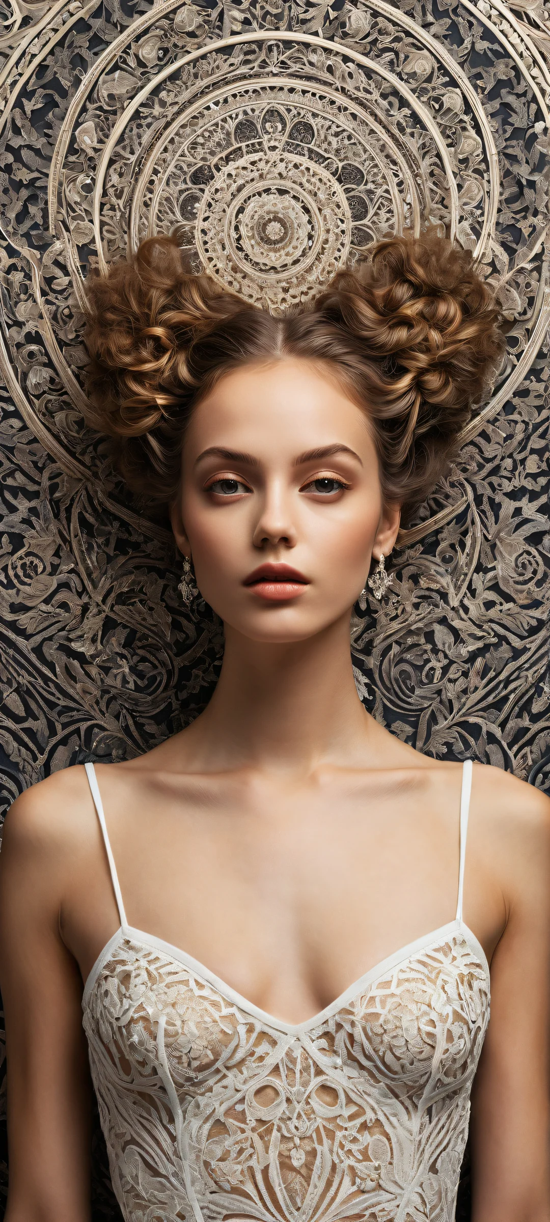 Stunning young woman with intricate details on iPhone/Android wallpaper