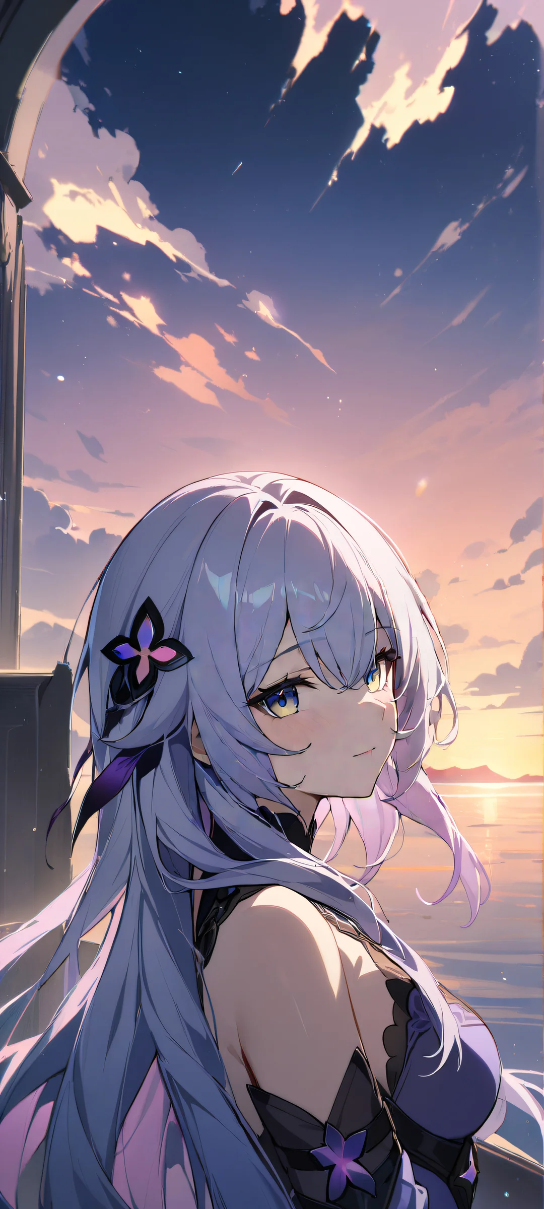 Beautiful portrait of a black swan from Honkai: Star Rail, iPhone/Androidのホーム画面に完全に最適化.