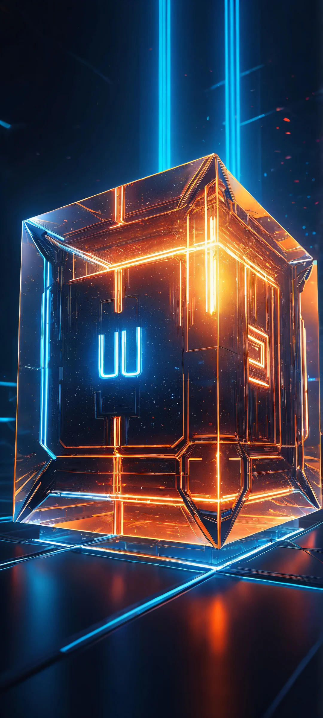 iPhone and Android users will love this stunning vertical portrait artwork featuring a futuristic cube logo from Beat Saber, perfectly optimized for home screens.