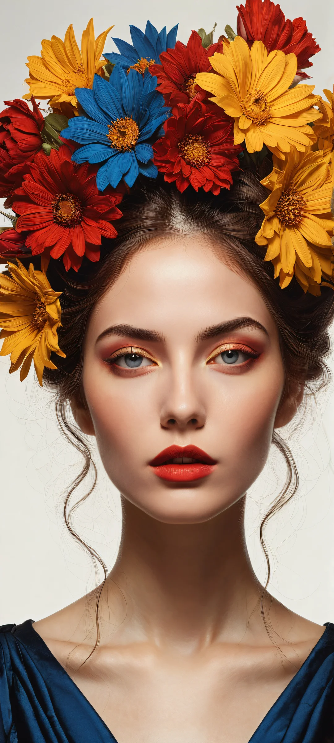 A resplendent flower on a pure void background with whimsical line work and subtle textures, perfectly optimized for iPhone/Android home screens.