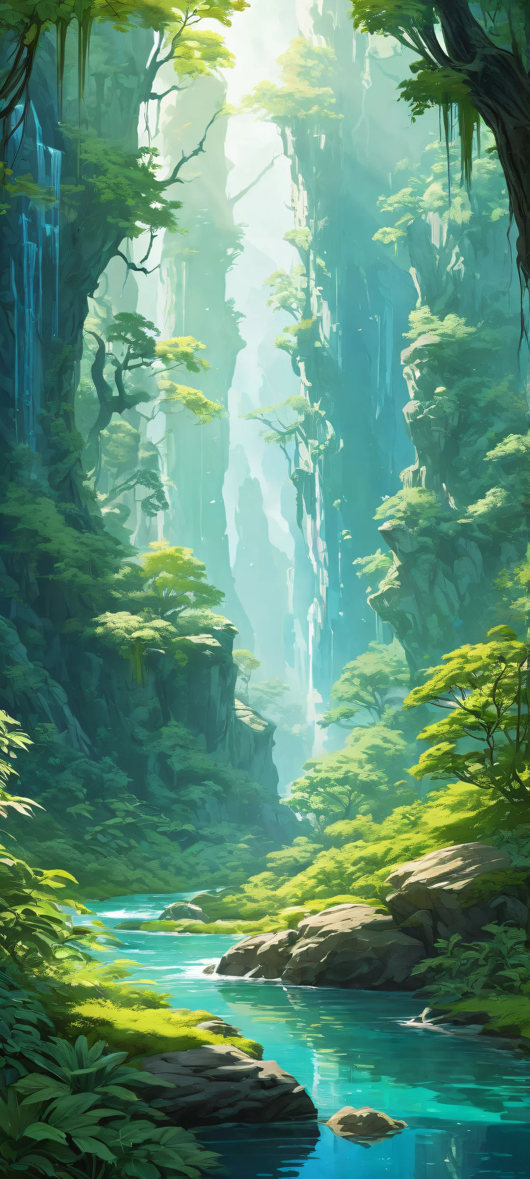 Botanical illustrations on iPhone and Android phones with ethereal lighting and vibrant colors