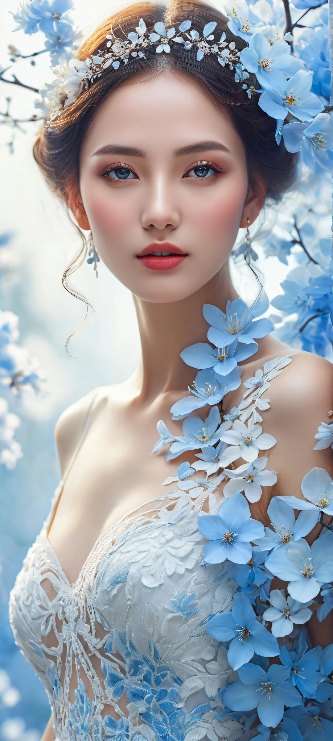 iPhone/Android wallpaper featuring a stunning portrait of delicate petals with intricate details against a pure void background.