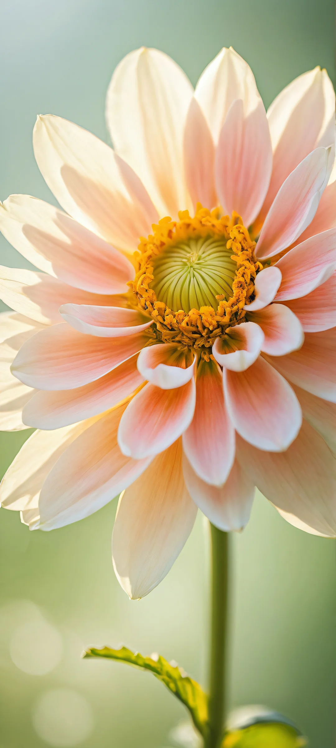 Dainty floral bloom on iPhone/Android with serene meadow landscape and soft lighting.