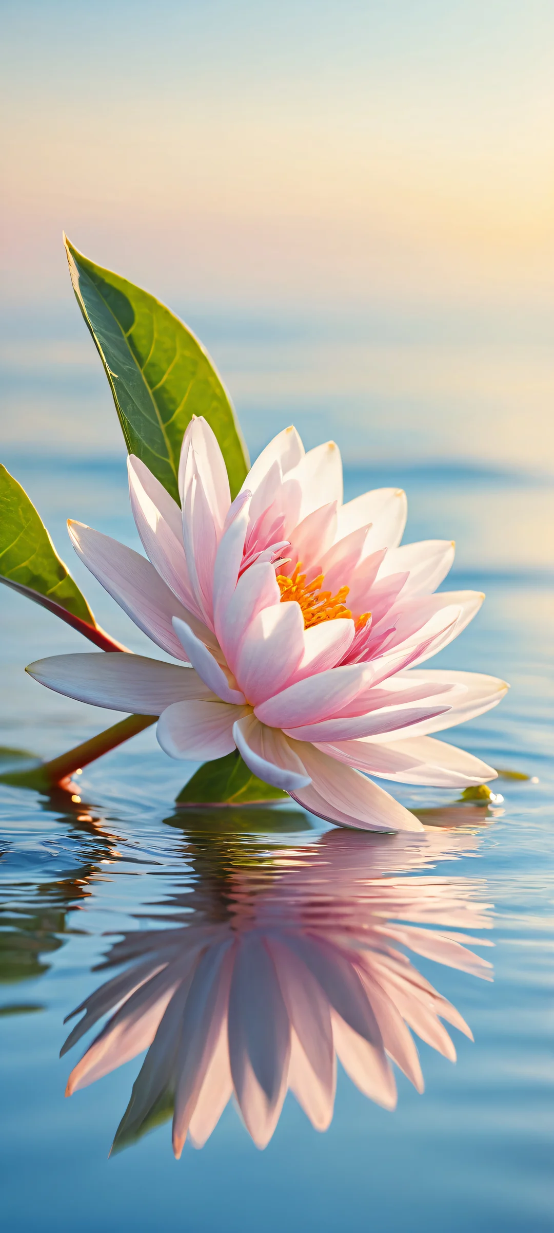 Ethereal Bloom 2K Phone Wallpaper A delicate flower suspended in a serene landscape with gentle ripples on the water, perfectly optimized for iPhone/Android home screens.