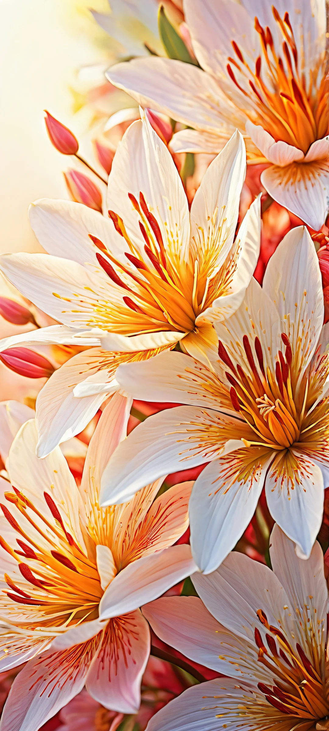 Utilisateur iPhone et Android, download this stunning floral pattern wallpaper with intricate petals and stems, perfectly optimized for your home screen.