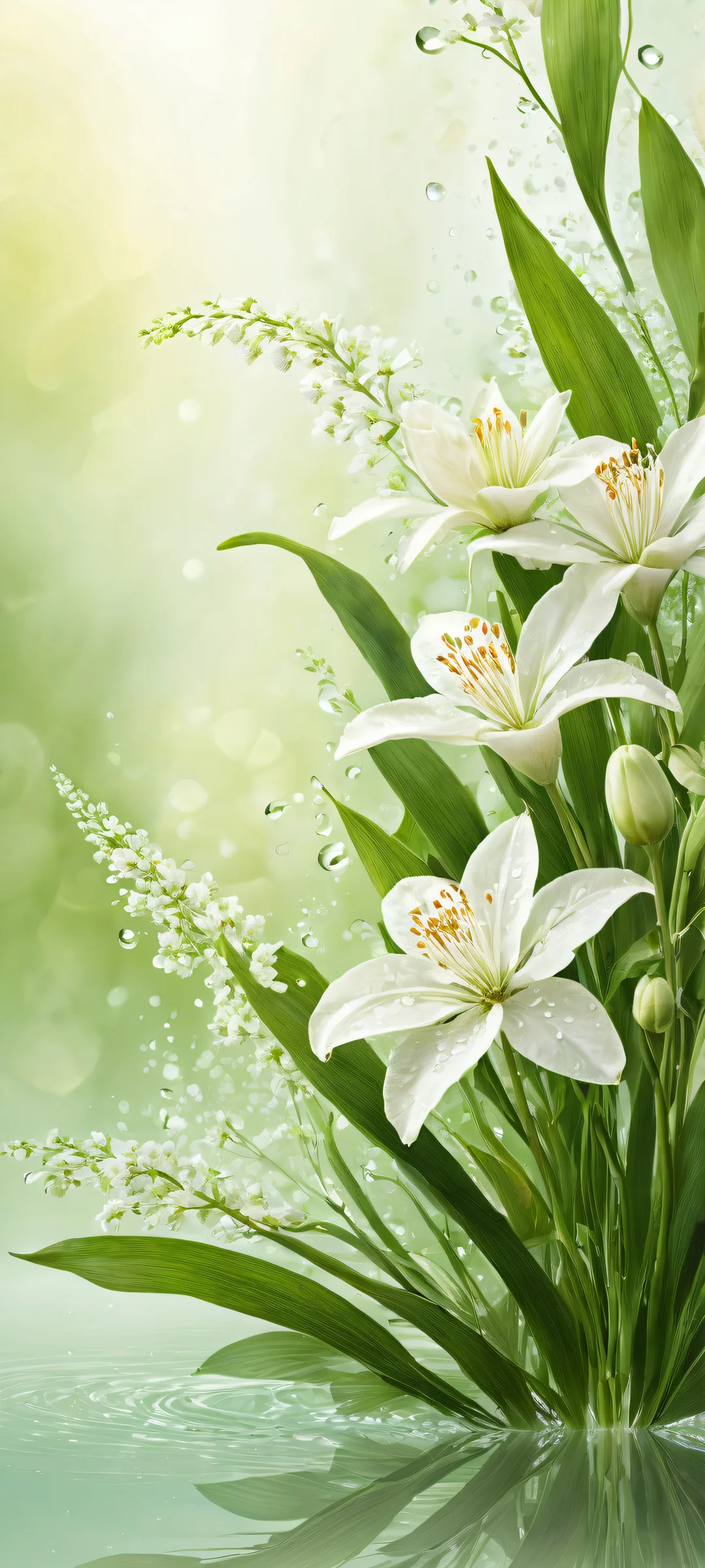 Delicate floral arrangement on a serene natural background for iPhone and Android mobile wallpapers.