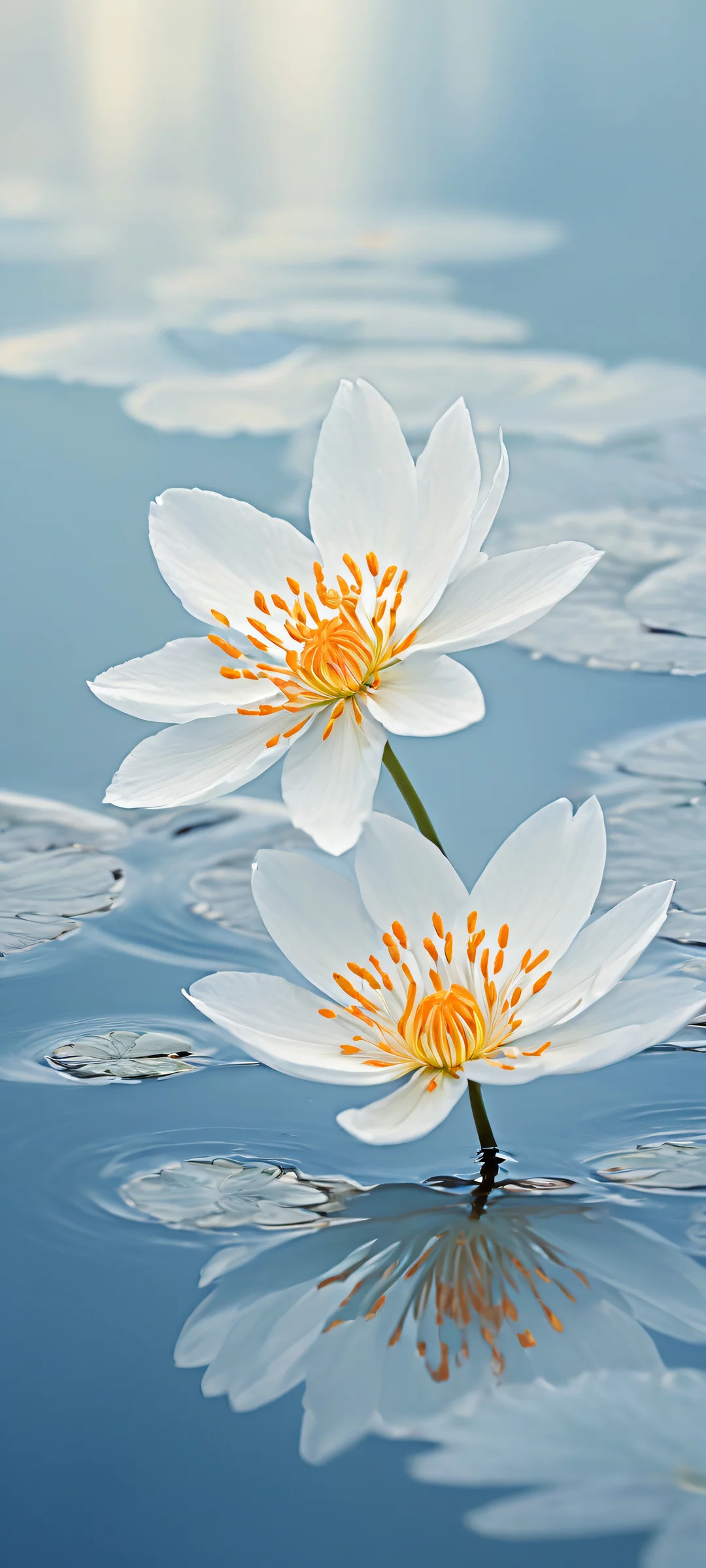 Delicate flower on a serene aquatic background, perfect for iPhone and Android home screens.