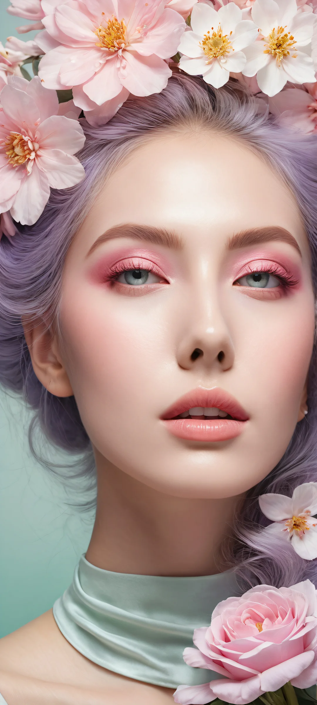 Ethereal Bloom 2K Phone Wallpaper A stunning iPhone and Android wallpaper featuring delicate florals on a pure white background with intricate details and textures, perfectly optimized for home screens.