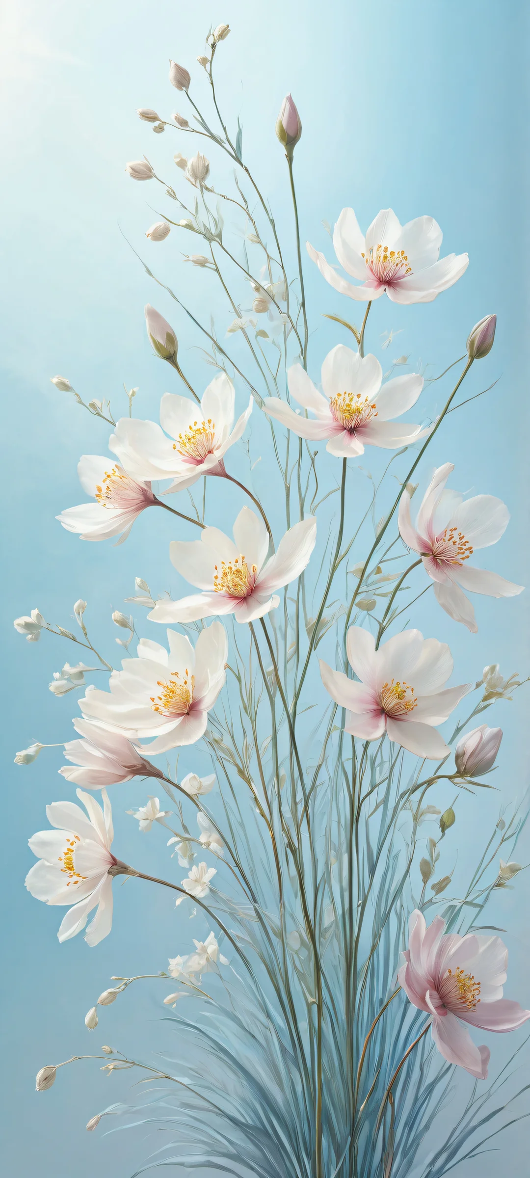 Delicate floral arrangement on a clean and empty background, perfect for iPhone or Android home screens.