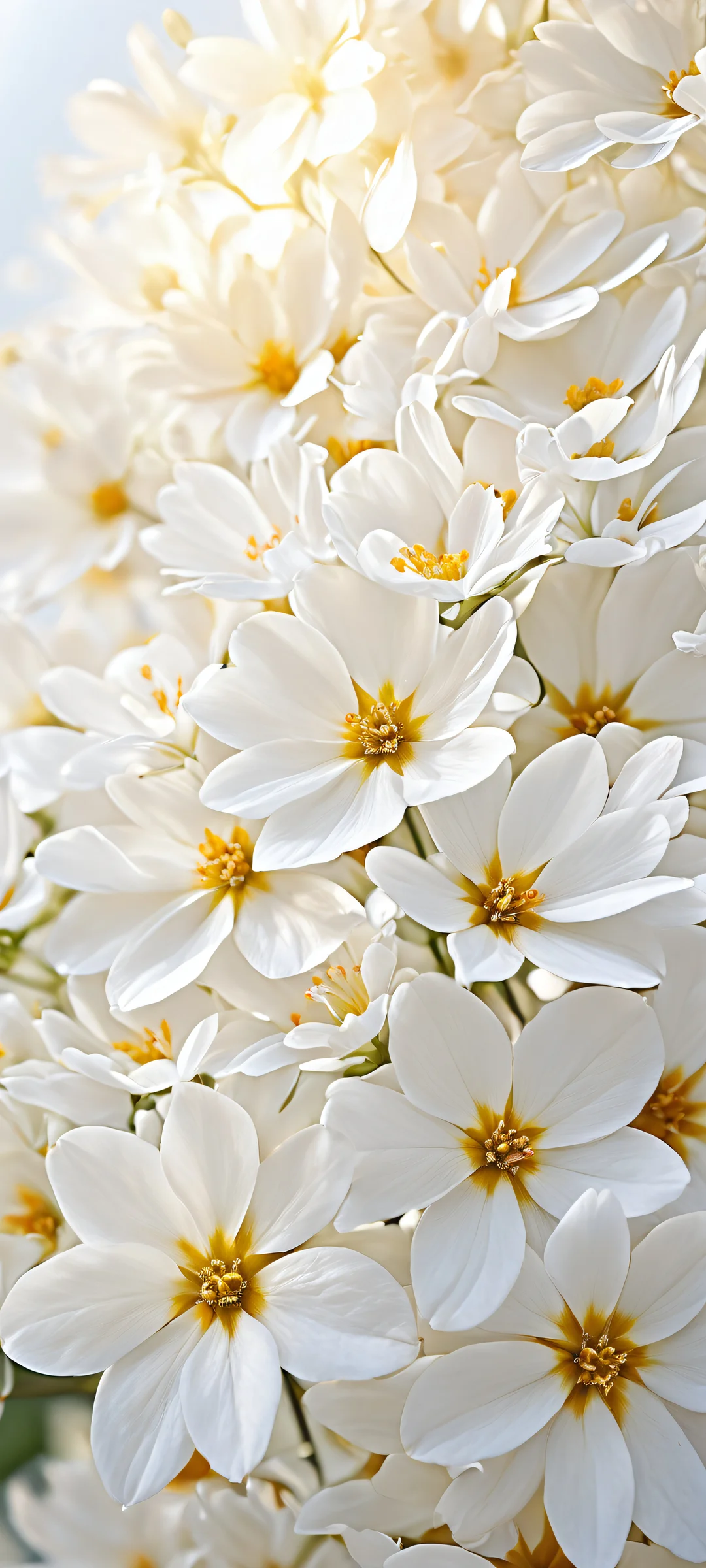 Delicate white petals against a vast pure void background, perfectly optimized for iPhone and Android home screens.