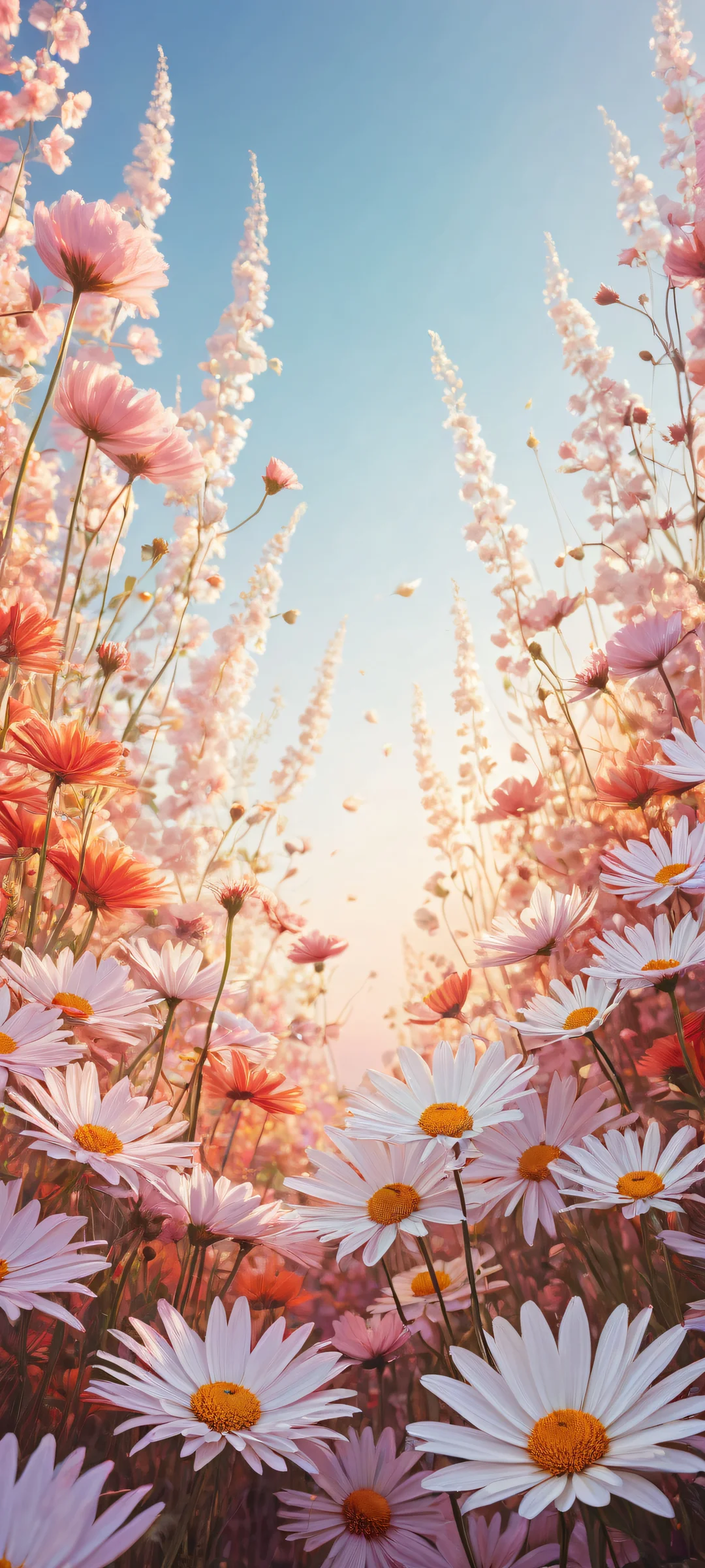 Delicate florals on a pristine background, perfect for iPhone and Android home screens.