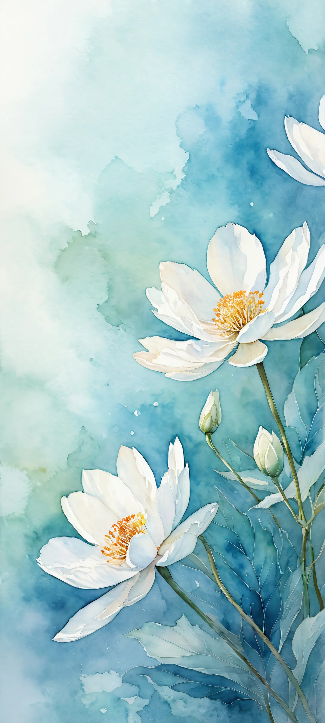 iPhone and Android compatible wallpaper featuring a stunning watercolor bloom artwork with intricate micro-details, perfect for home screens.