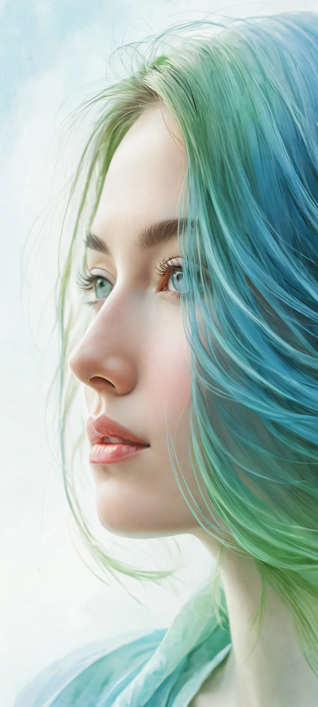 Beautiful iPhone and Android wallpaper featuring watercolor brushstrokes with a stunning void effect and delicate paper texture, perfect for your mobile home screen.