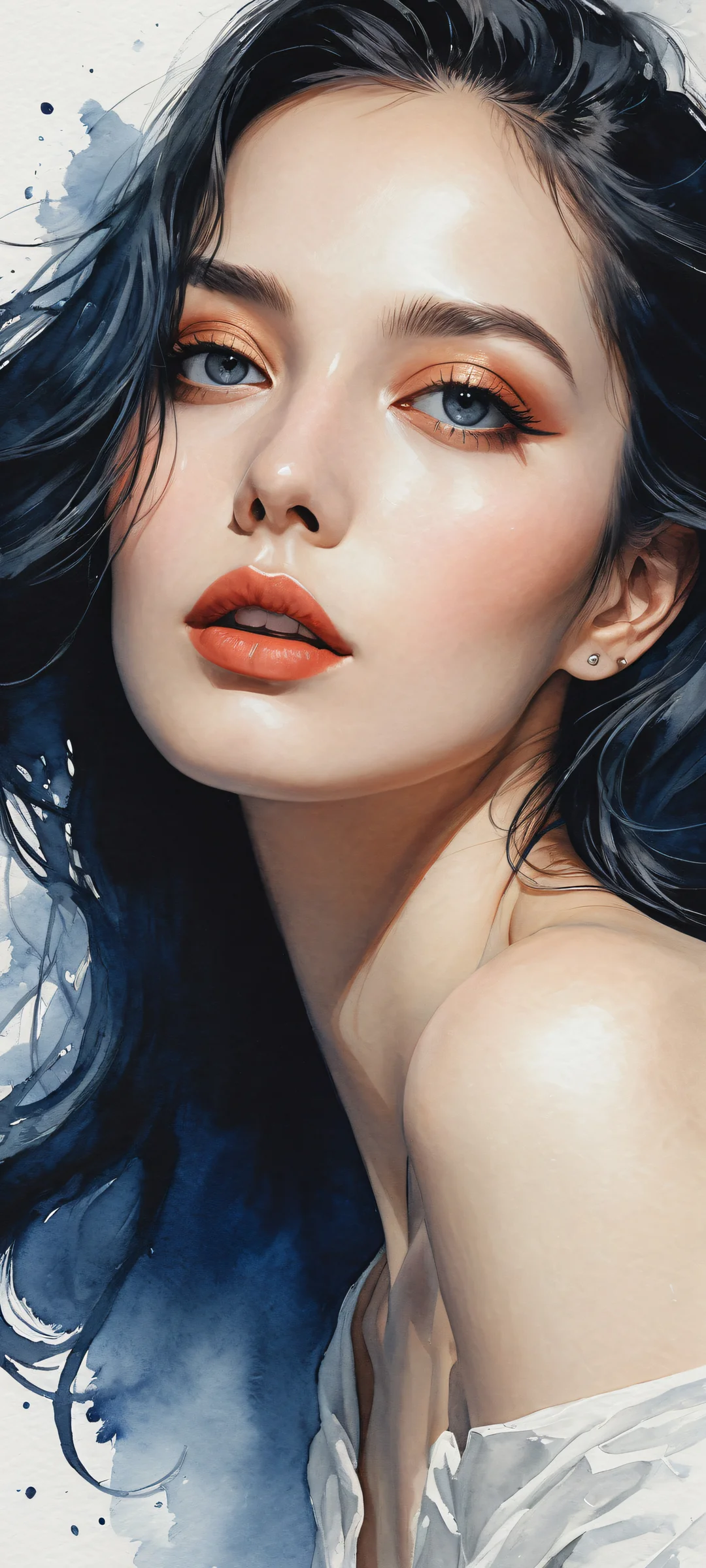 Ethereal Brushstrokes Aesthetic Phone Wallpaper Delicate brushstrokes on a sleek dark mode background with iPhone/Android compatibility