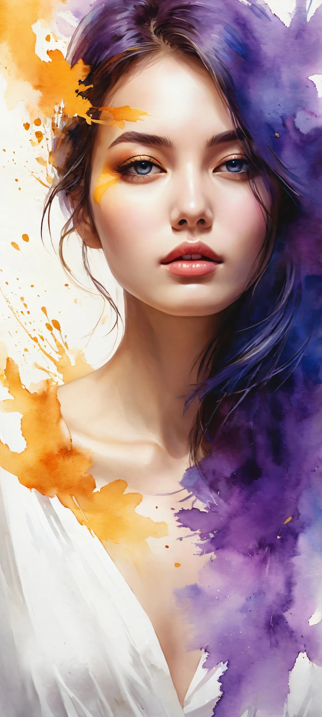 A breathtaking iPhone and Android compatible digital art piece featuring elegant ink brush strokes with stunning visual impact. モバイルのホーム画面に最適化.