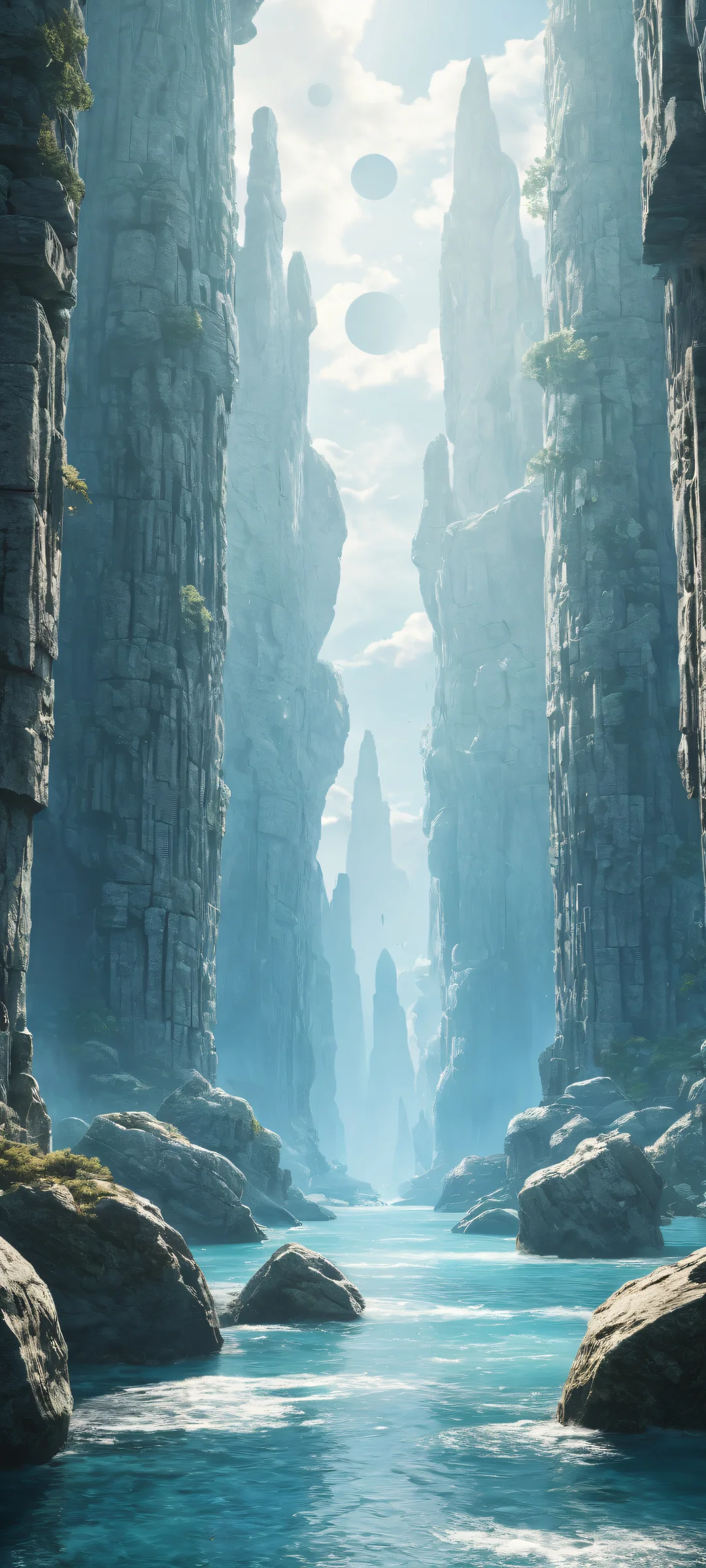 Ancient stone circles on a mystical blue background for iPhone and Android