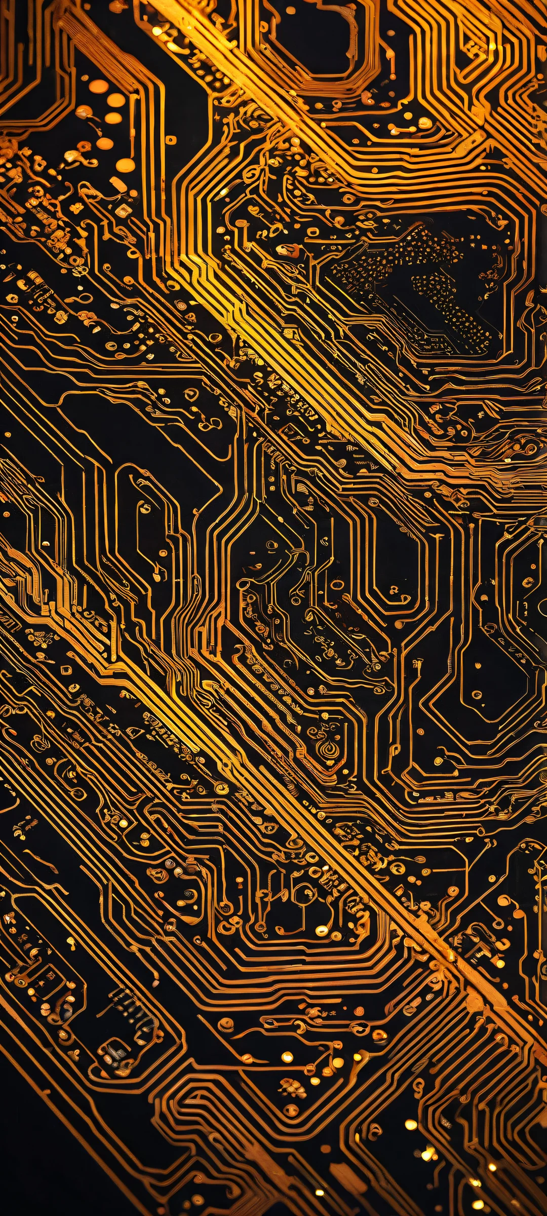 iPhone and Android users will love this breathtaking vertical portrait artwork featuring intricate micro-details of a flux-inspired circuit design, perfectly clean top half for seamless UI integration.