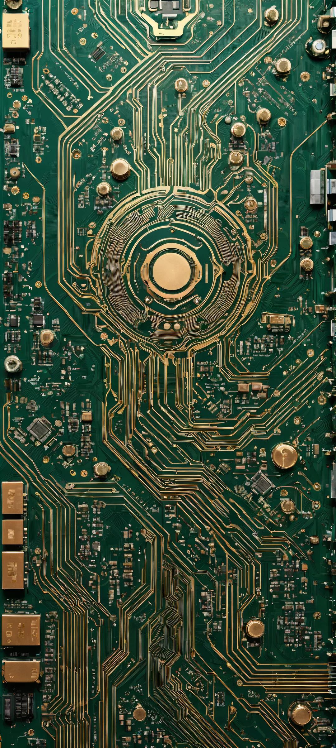 A futuristic circuit board artwork on an iPhone or Android device