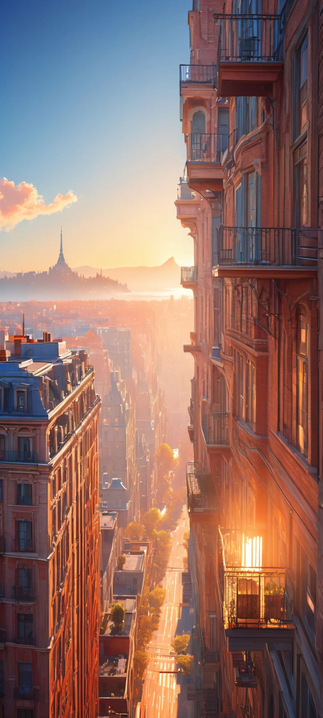 iPhone/Android wallpaper featuring a breathtaking cityscape with intricate micro-details and ethereal softbox lighting.