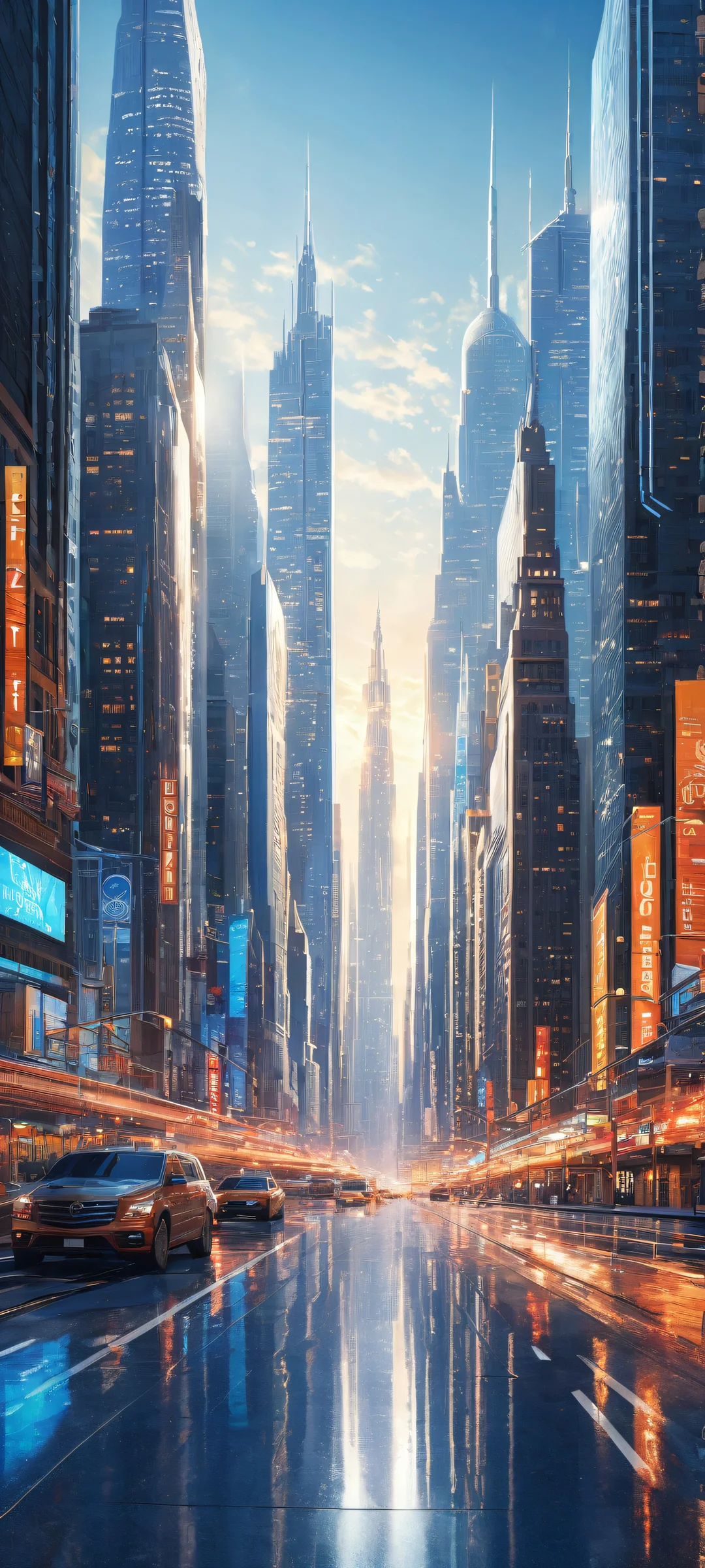 iPhone and Android phone wallpapers featuring a stunning futuristic cityscape at night with intricate details and perfect composition for your mobile home screen.