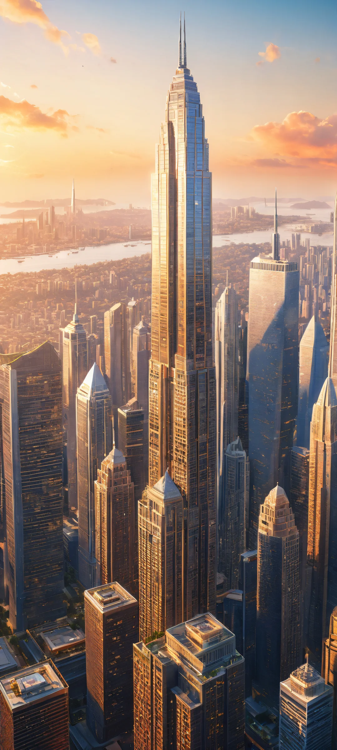 iPhone and Android users will love this breathtaking vertical portrait of skyscrapers with intricate micro-details against a vast pure void. Award-winning digital art.