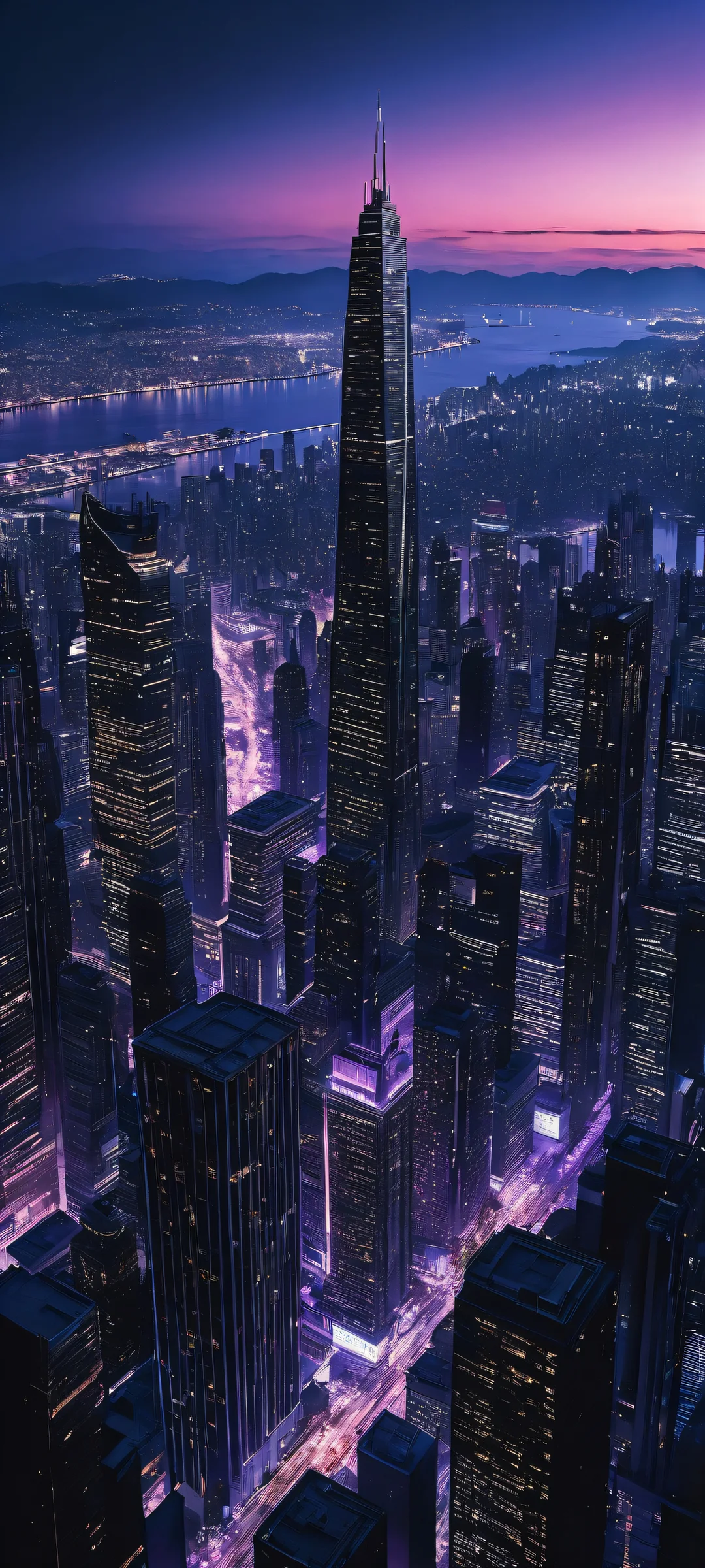 Ethereal Cityscape QHD Phone Background A breathtaking iPhone/Android wallpaper featuring a stunning cityscape with intricate micro-details, perfect for your home screen.