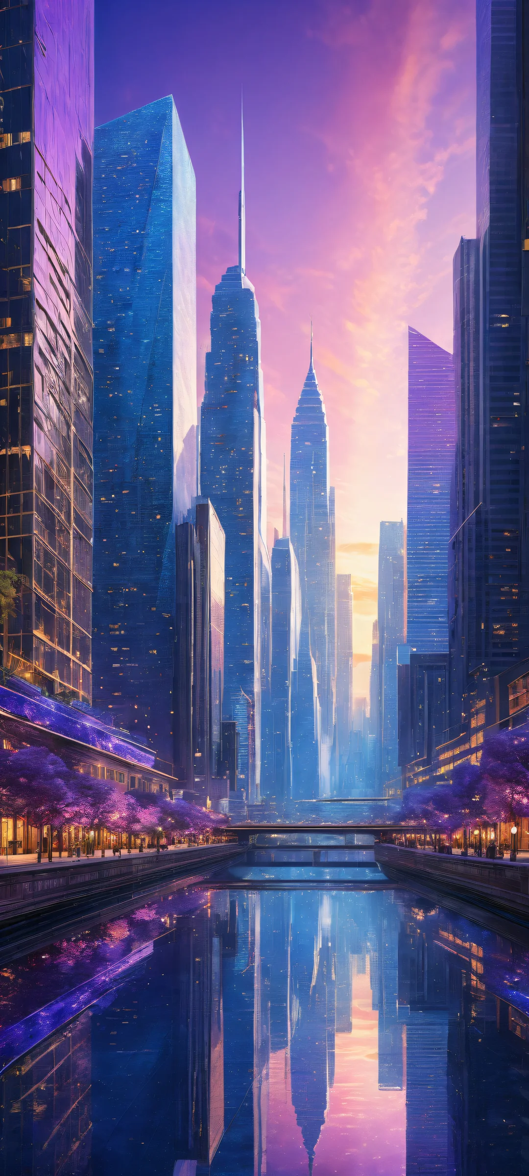A breathtaking vertical portrait artwork of Ethereal Cityscape, perfect for iPhone/Android home screens.