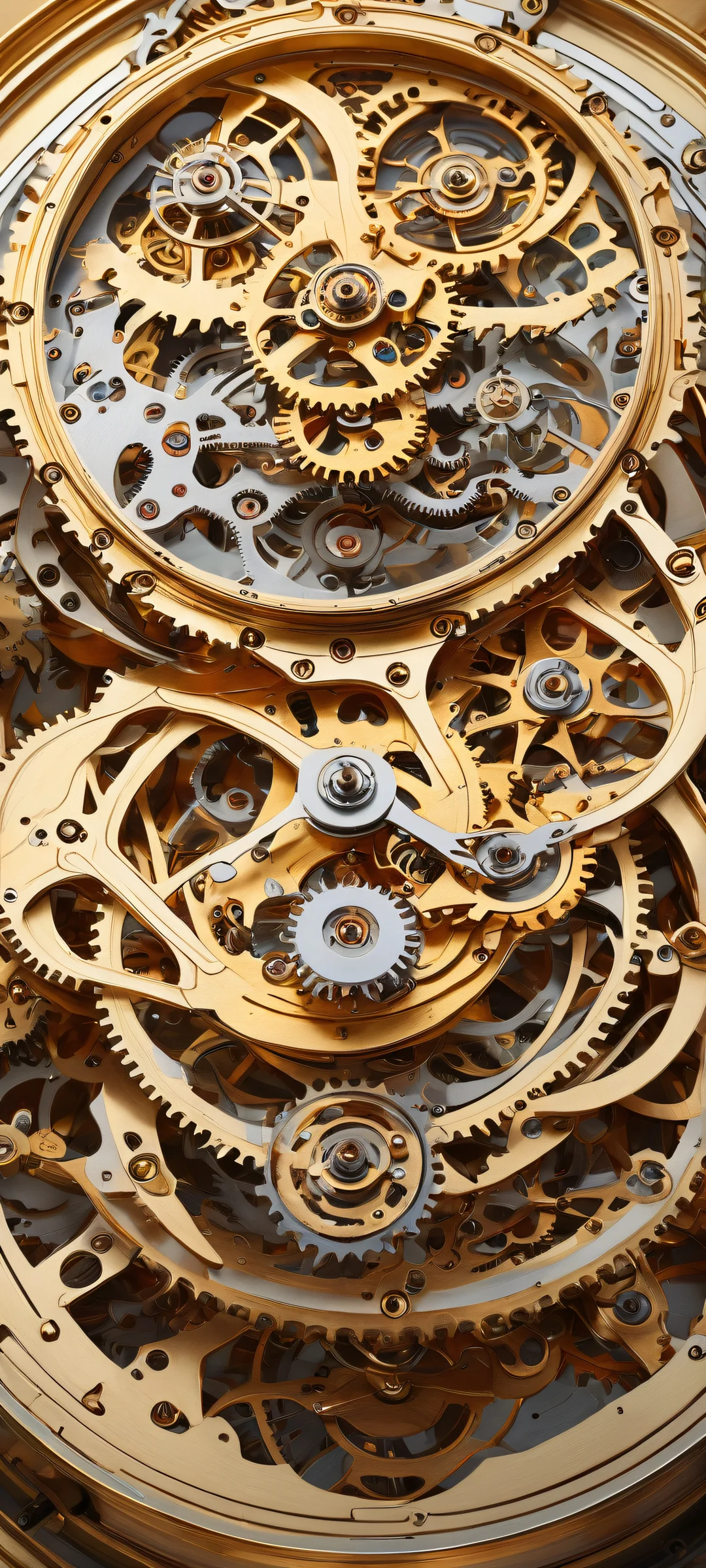 Antique clockwork mechanisms on a mystical landscape for iPhone/Android wallpapers