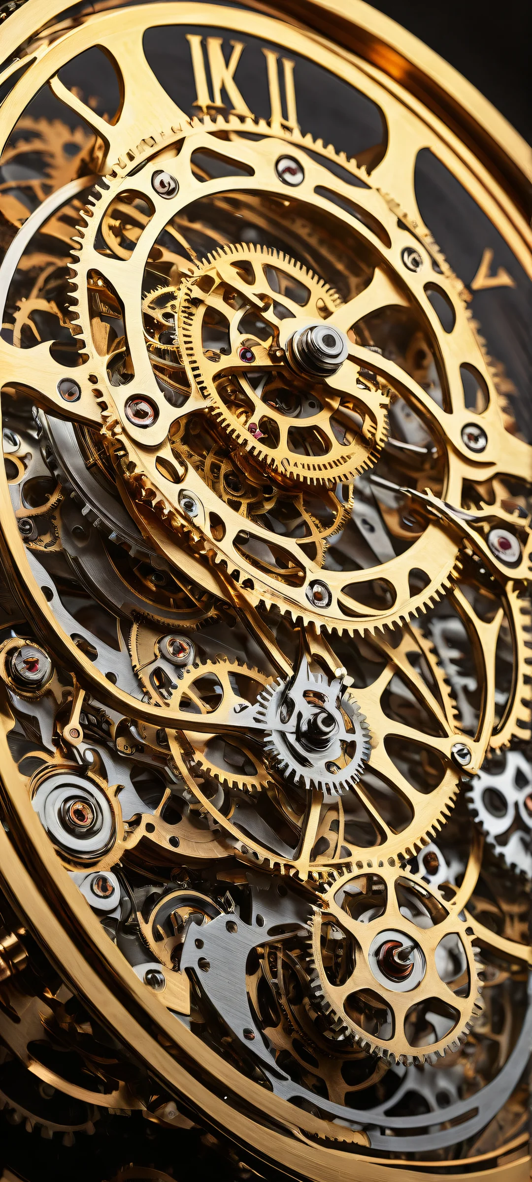A stunning portrait of intricately crafted clockwork mechanisms on a serene background for iPhone/Android devices.