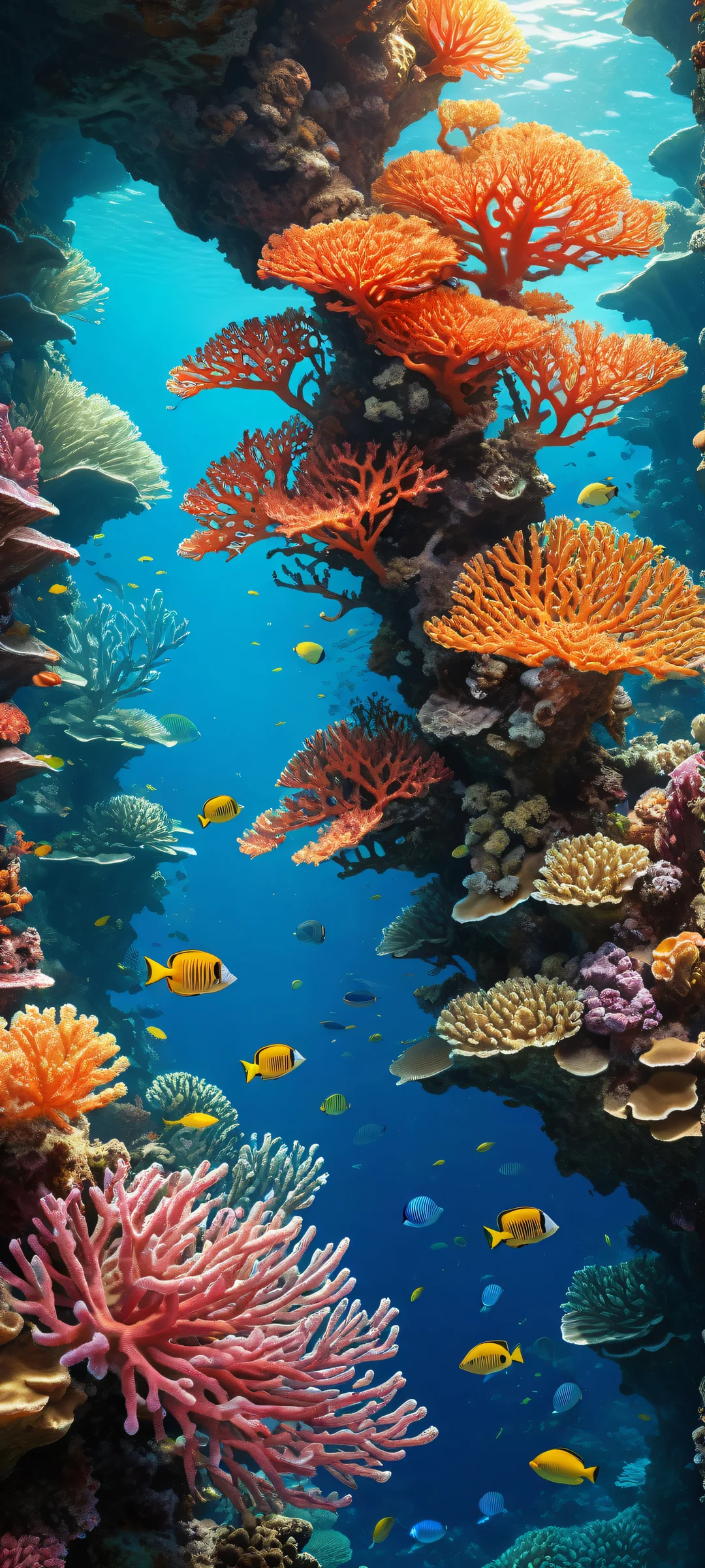 Delicate coral reef artwork for iPhone/Android - featuring intricate details and vibrant colors.